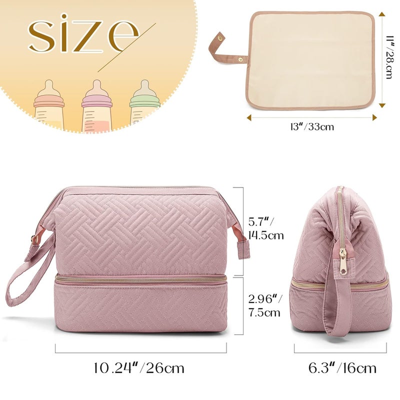 Fasrom Wearable Breast Pump Bag Compatible with Momcozy, Medela and Elvie Pumps, Double Layer Pump Carrying Case with Waterproof Mat and Insulated Pockets for Working Moms, Pink (Bag Only) - Image 5